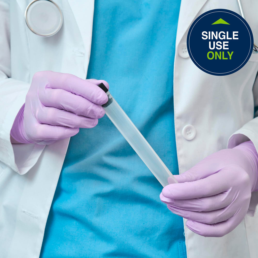 HALYARD Lavender nitrile gloves meet ASTM D6978 standards for chemical resistance