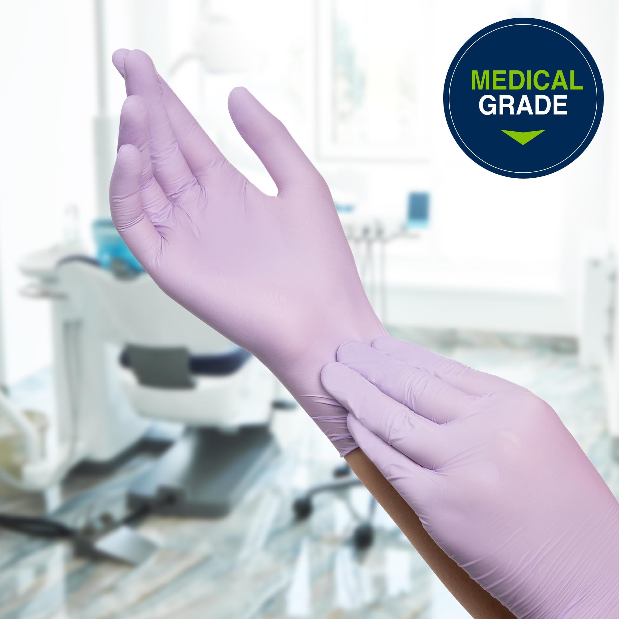 HALYARD Lavender nitrile gloves are powder-free for easier donning and less residue