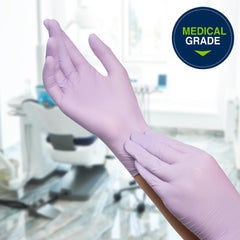 HALYARD Lavender nitrile gloves powder-free for comfortable wear.