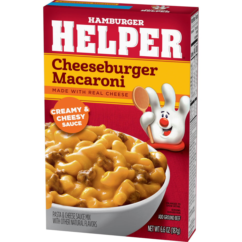 Hamburger Helper Cheeseburger Macaroni ingredients ready for a family meal