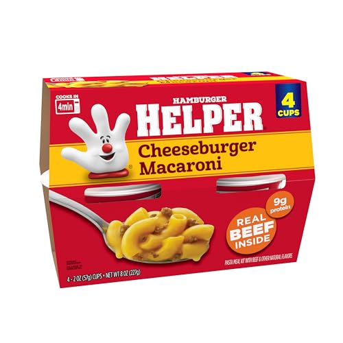 Hamburger Helper Cheeseburger Macaroni cup four-minute cook time