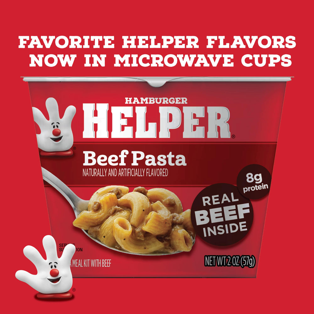Hamburger Helper dish topped with parmesan, suggesting simple add-ons for personalization.