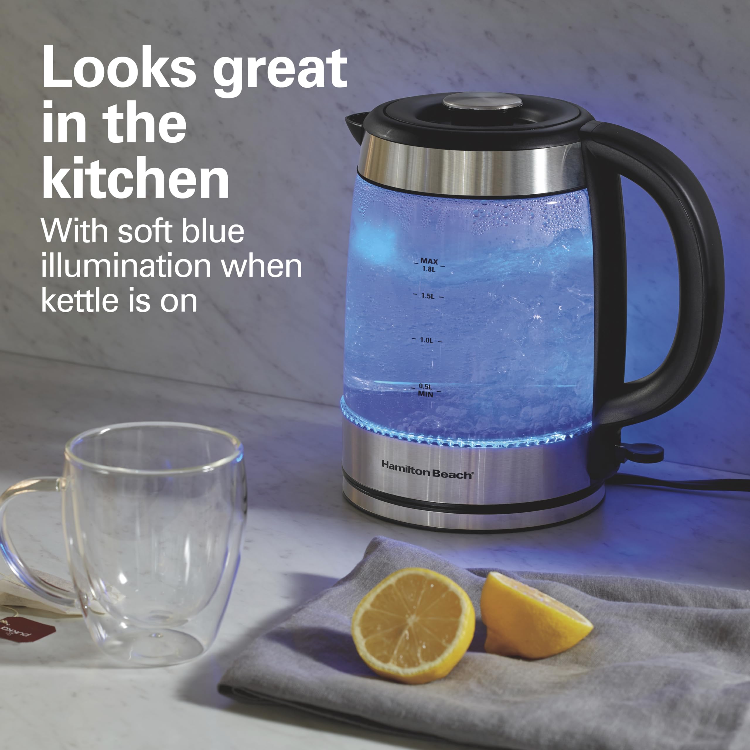 Hamilton Beach Easy-View Kettle cordless serving for table pouring