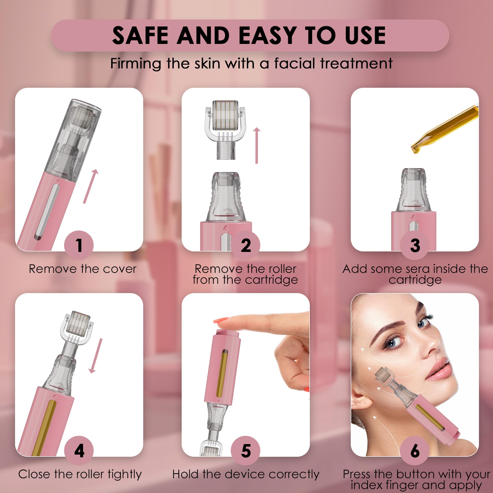 HAMINOS Derma Roller used on scalp to support actives for healthier-looking hair.