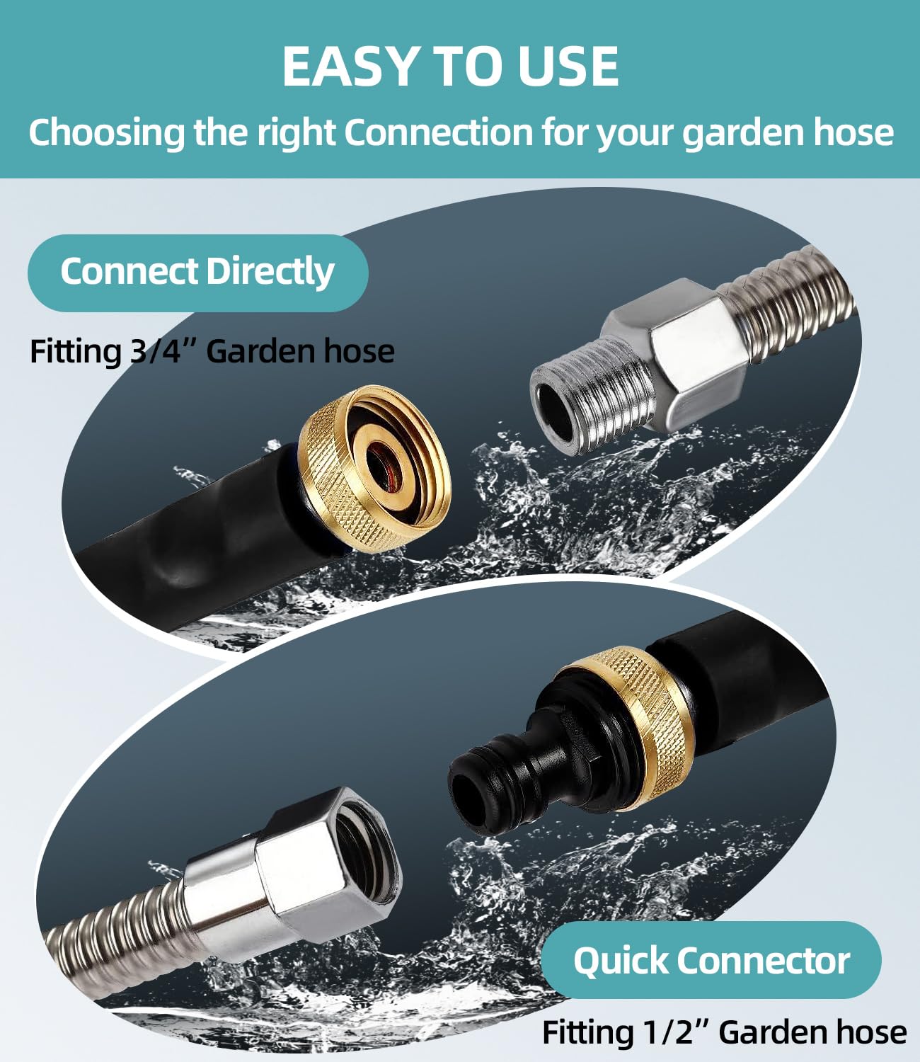 Hamirah three-nozzles switch enables car, garden, and pet cleaning.