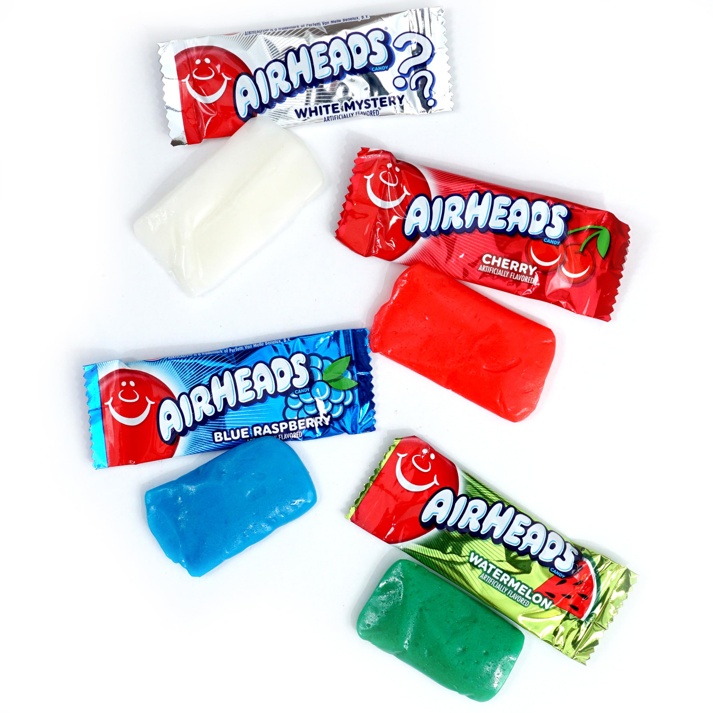 The Hampton AirHeads Mini Bars blue raspberry wrapped with vibrant flavor bite.