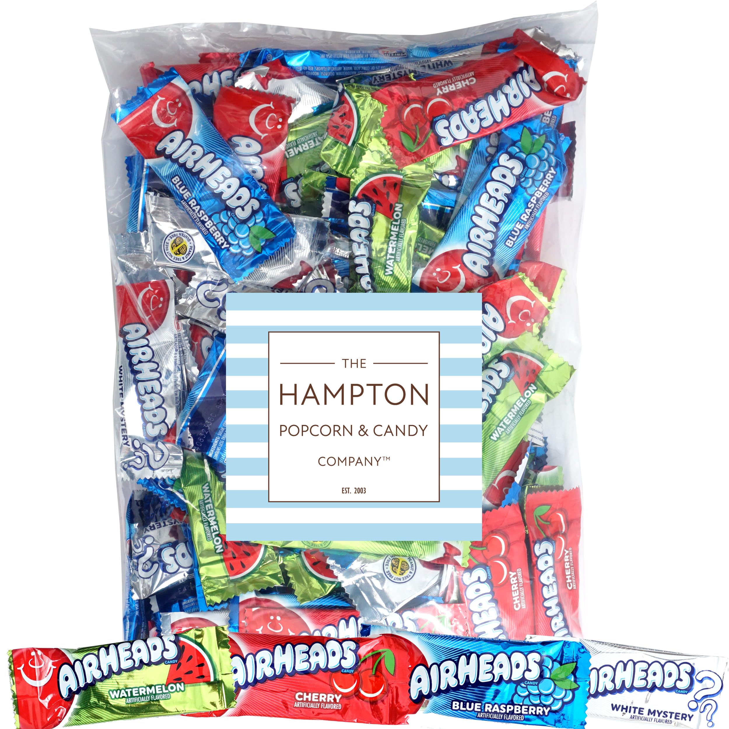 The Hampton AirHeads Mini Bars watermelon wrapped for on-the-go snacking.