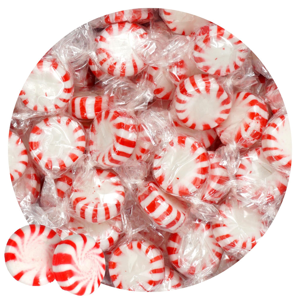 The Hampton Starlight Peppermint bag front with red-white swirl, party-ready.