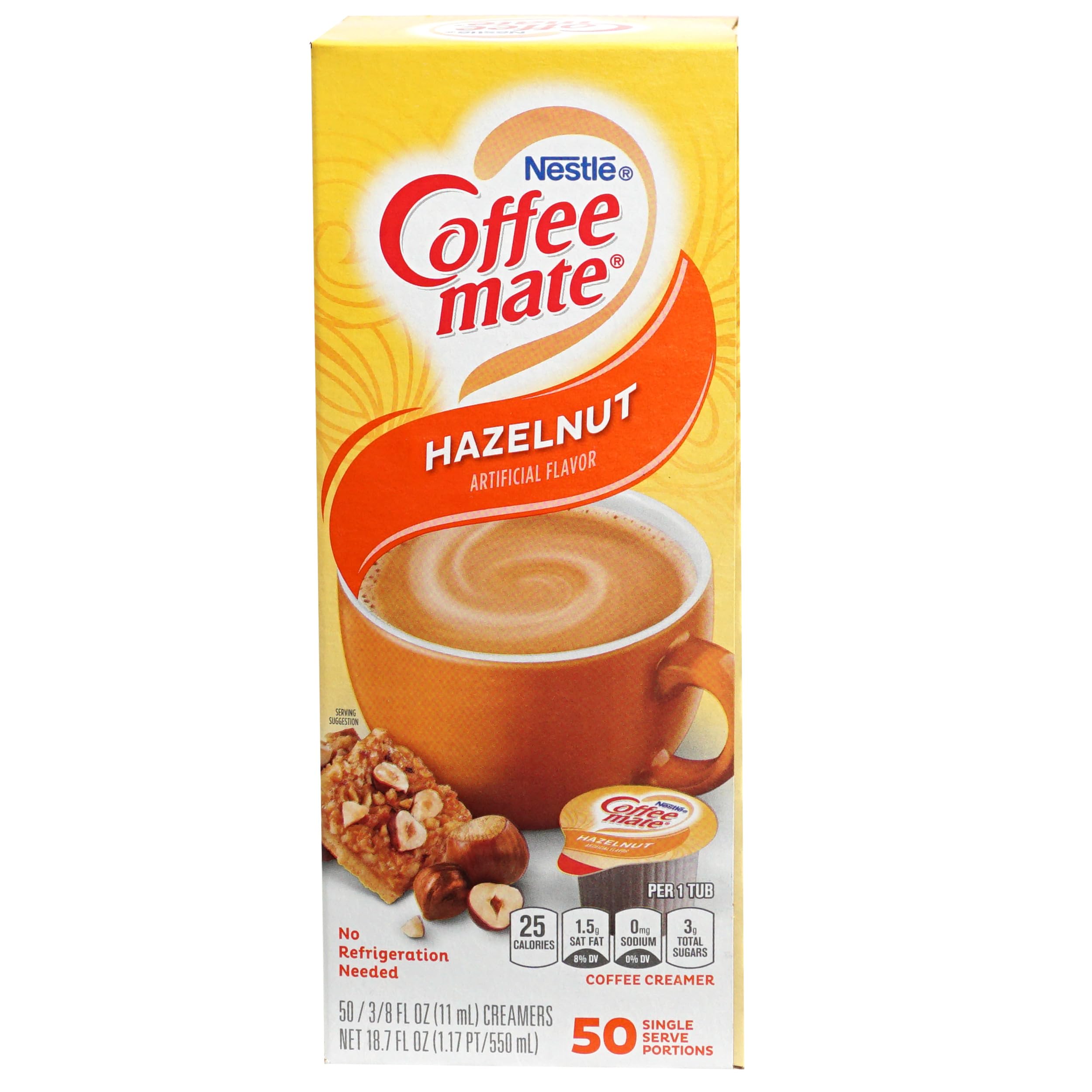 The Hampton Candy Company hazelnut creamer dissolves quickly and blends into hot or cold drinks.