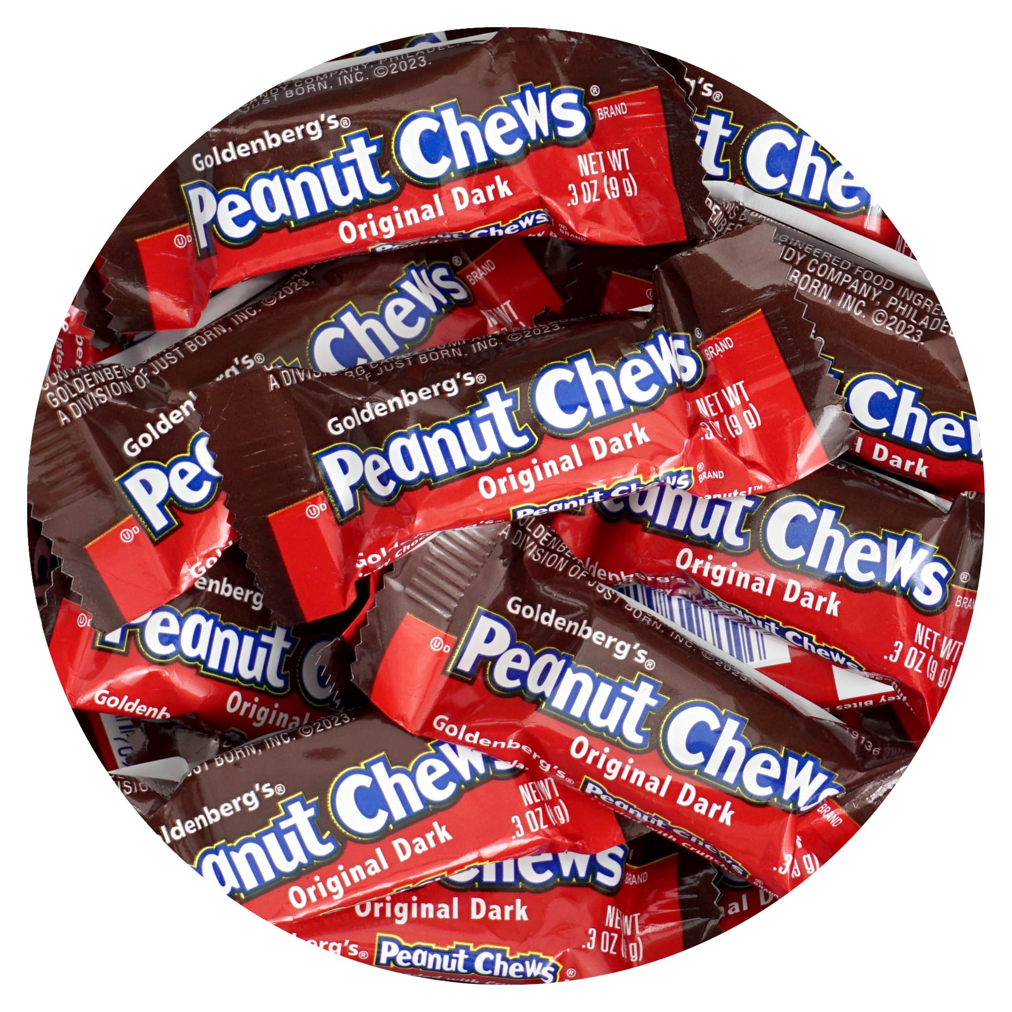 The Hampton Candy Company Peanut Chews Original Dark bulk bag for on-the-go snacking.