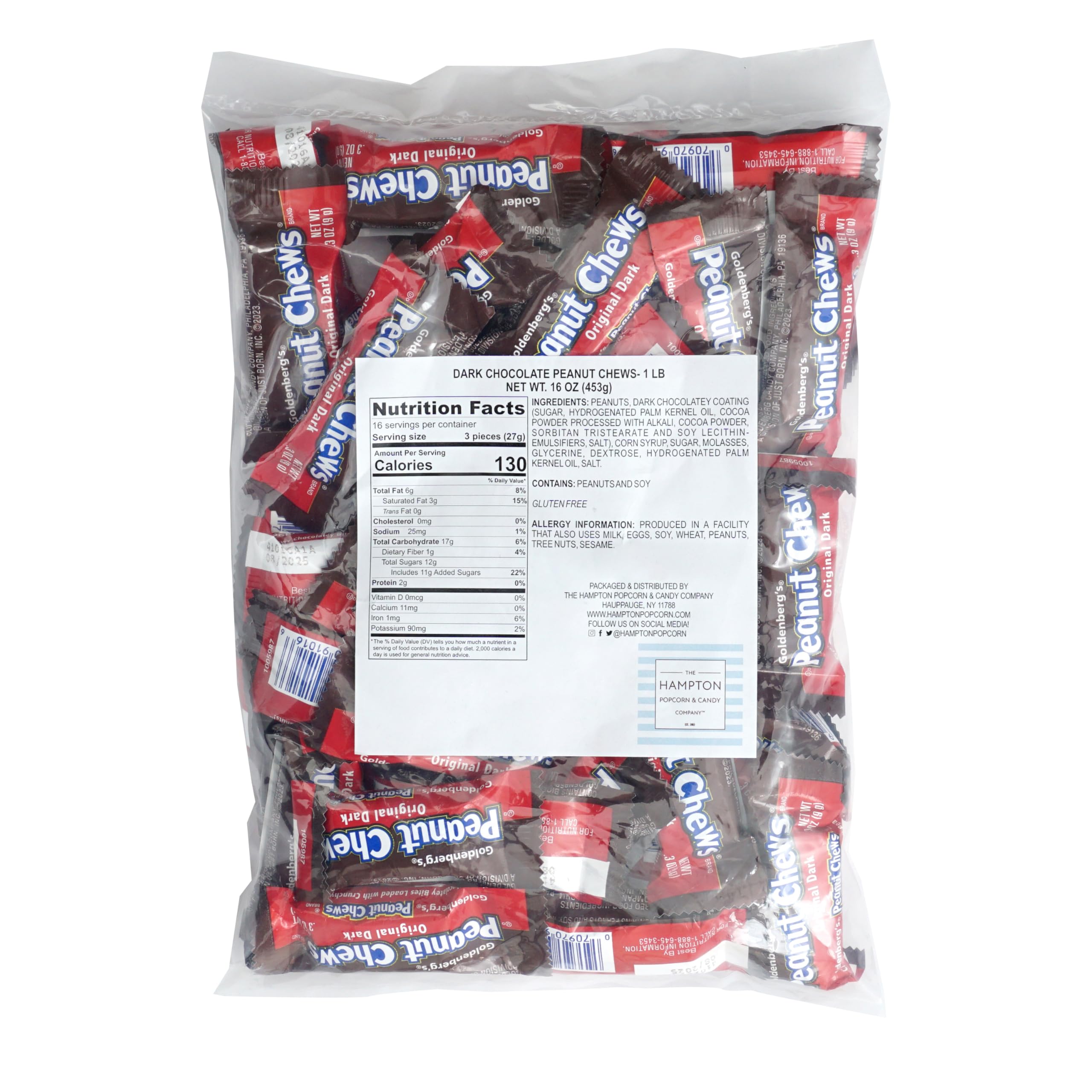 Peanut Chews Original Dark individually wrapped candies, perfect for party favors or gifting.
