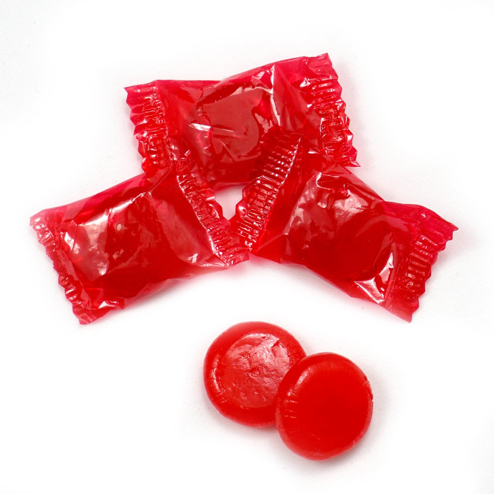 Hampton Cinnamon Discs close-up shows glossy red shells and bold cinnamon flavor.