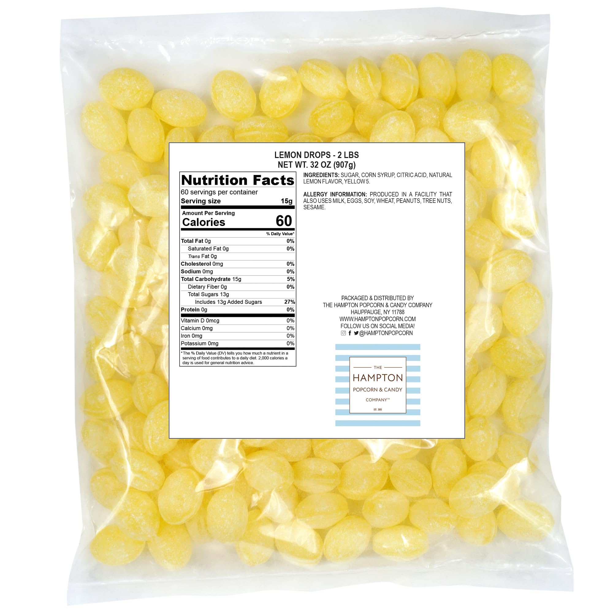 Claeys lemon drops texture close-up showing sandy sugar coating.