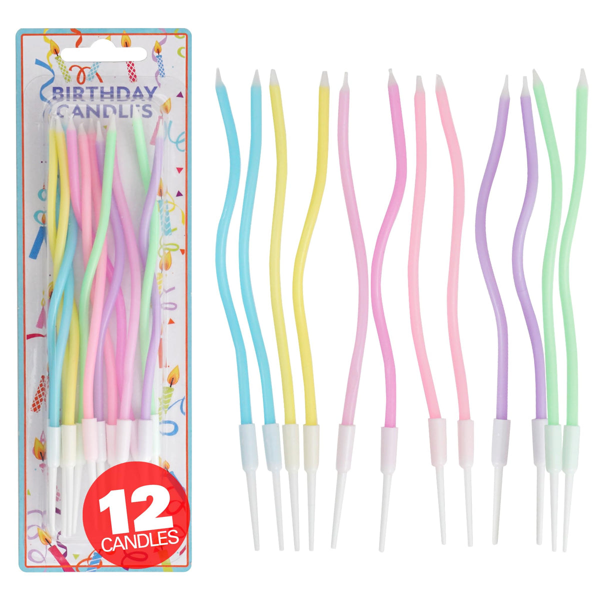 Hampton Distribution pastel twisted spiral candles for cake decoration and celebration
