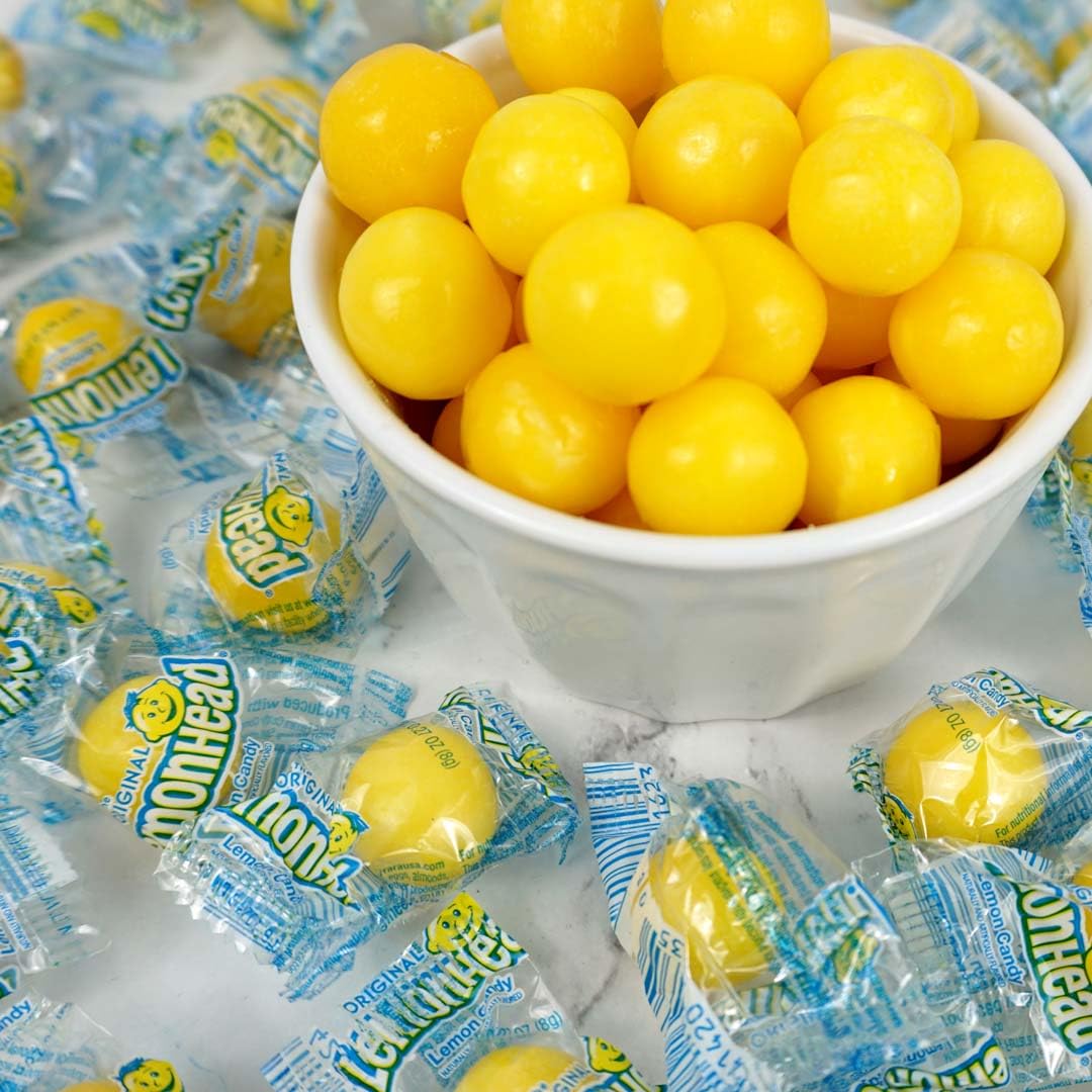 Hampton Lemonheads yellow candy on display for party treats.