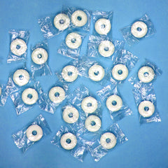 Individually wrapped Peppermint Lifesavers by The Hampton Popcorn Company for on-the-go snacking.