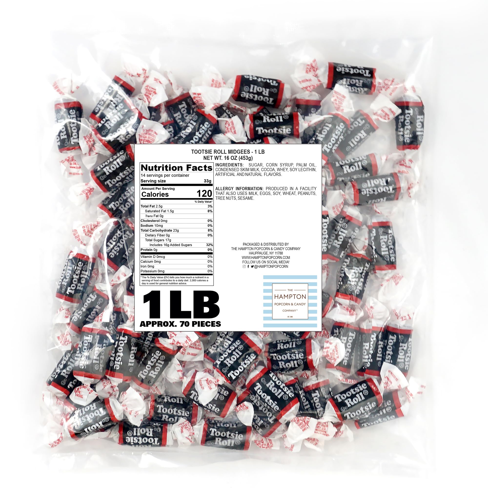 Tootsie Roll Midgees mini chews, individually wrapped for easy on-the-go snacking.