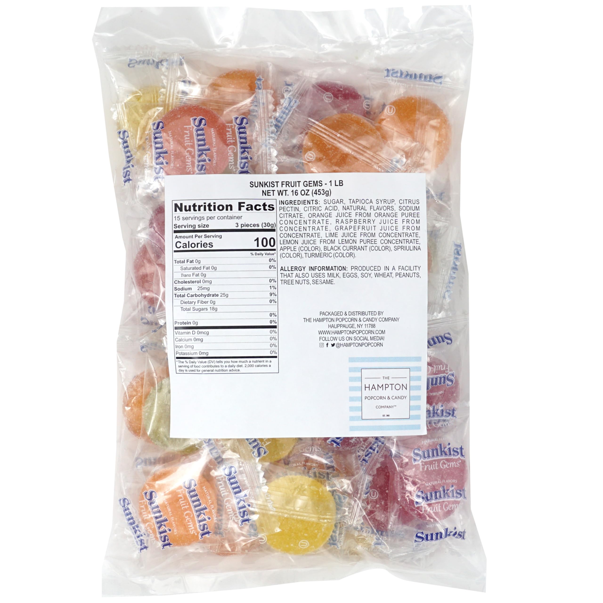 The Hampton Sunkist Fruit Gems lemon-wrapped candies, a zesty on-the-go treat.