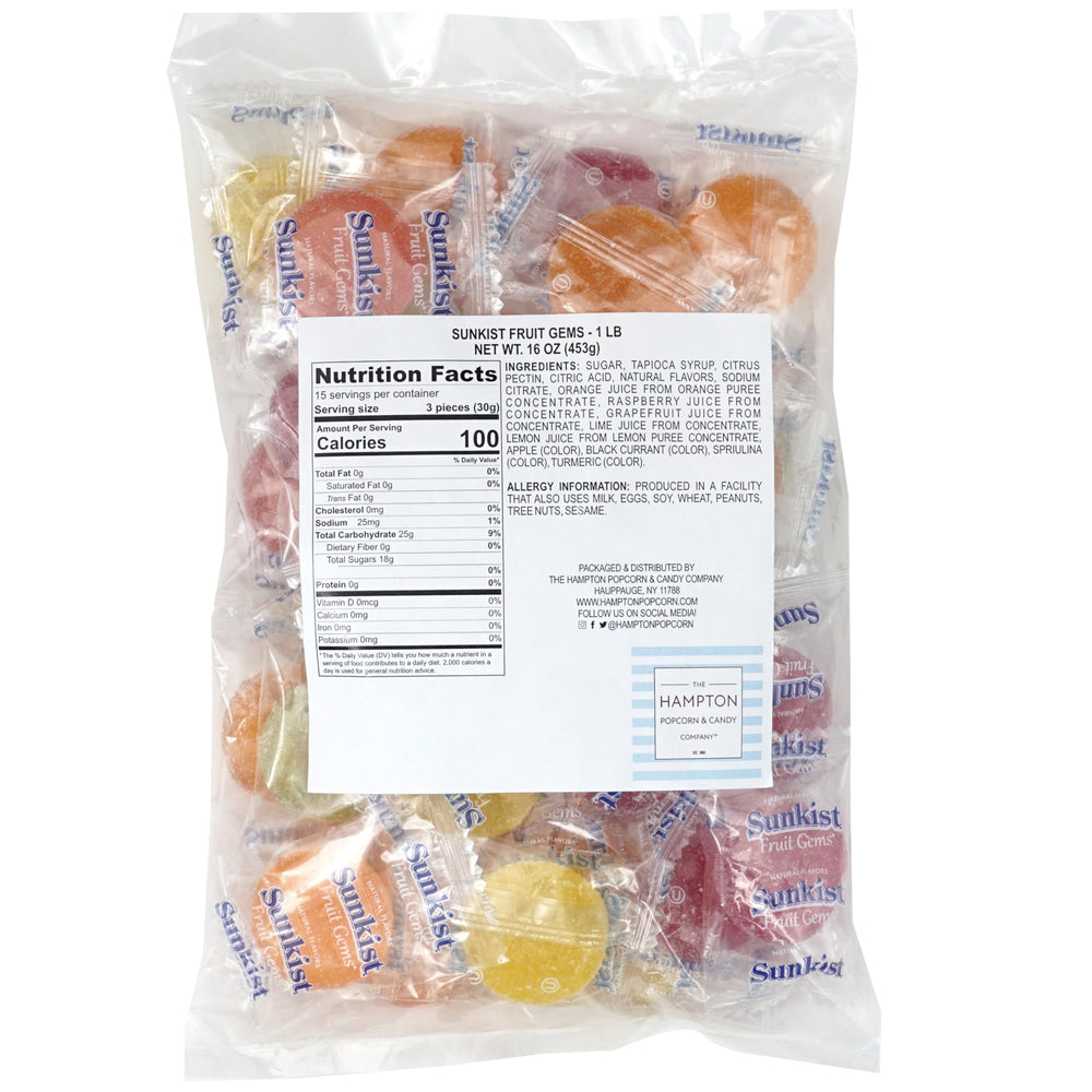 The Hampton Sunkist Fruit Gems lemon-wrapped candies, a zesty on-the-go treat.