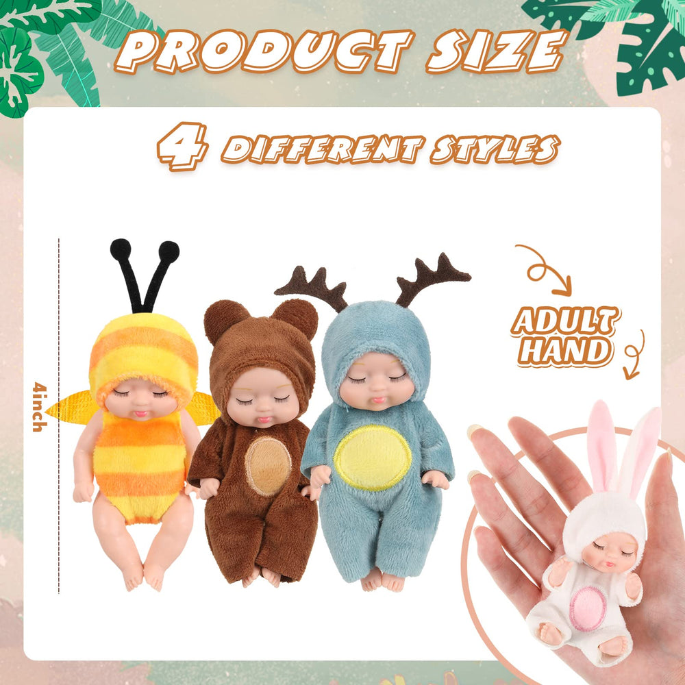 Hanaive mini baby dolls in rabbit clothes for creative storytelling.