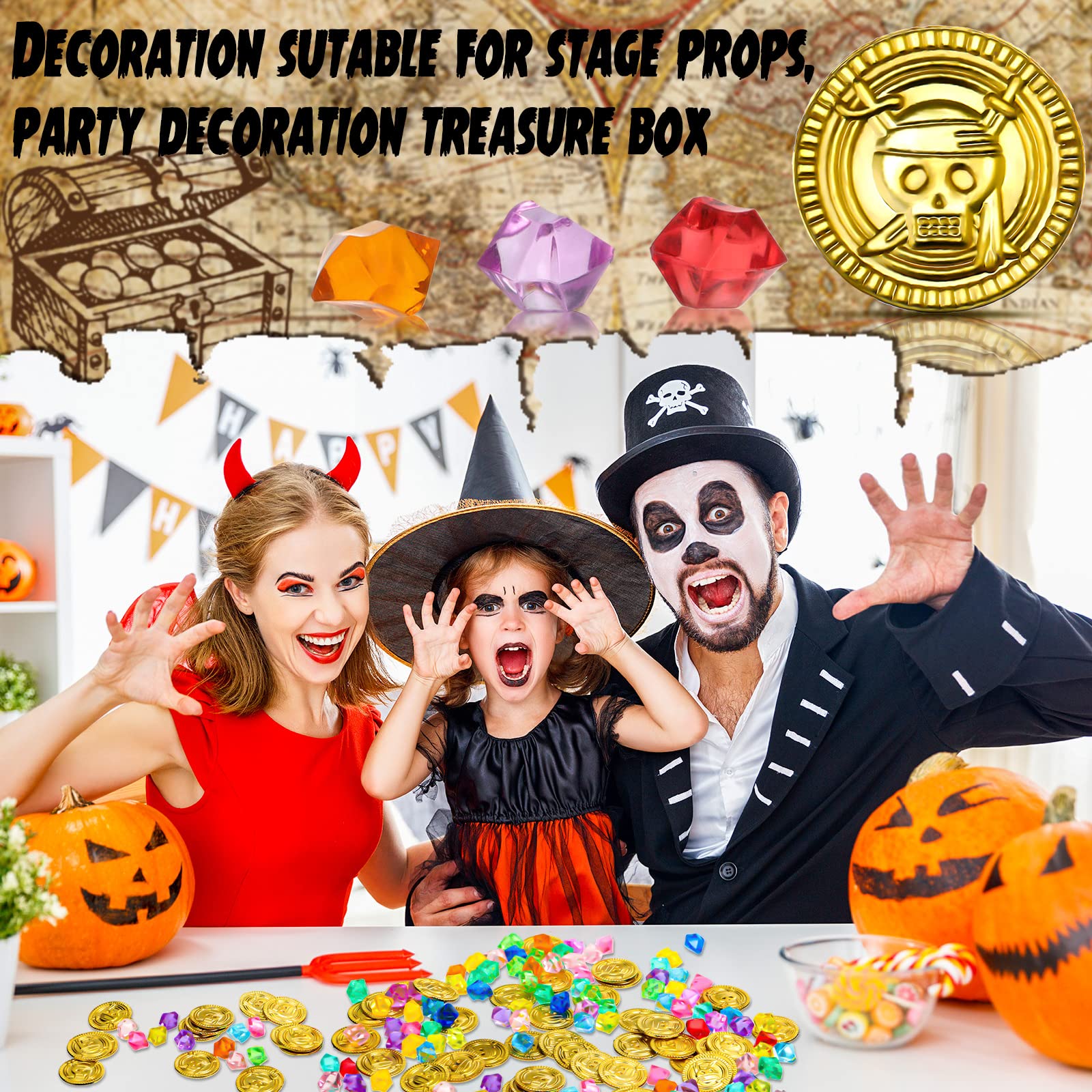 Hanaive close-up of coins reveals pirate design, ideal for themed decor.
