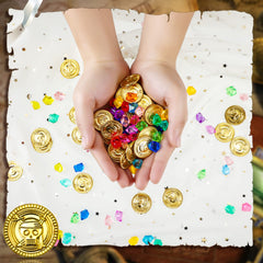 Hanaive treasure chest decor with coins and gems for scavenger hunts.