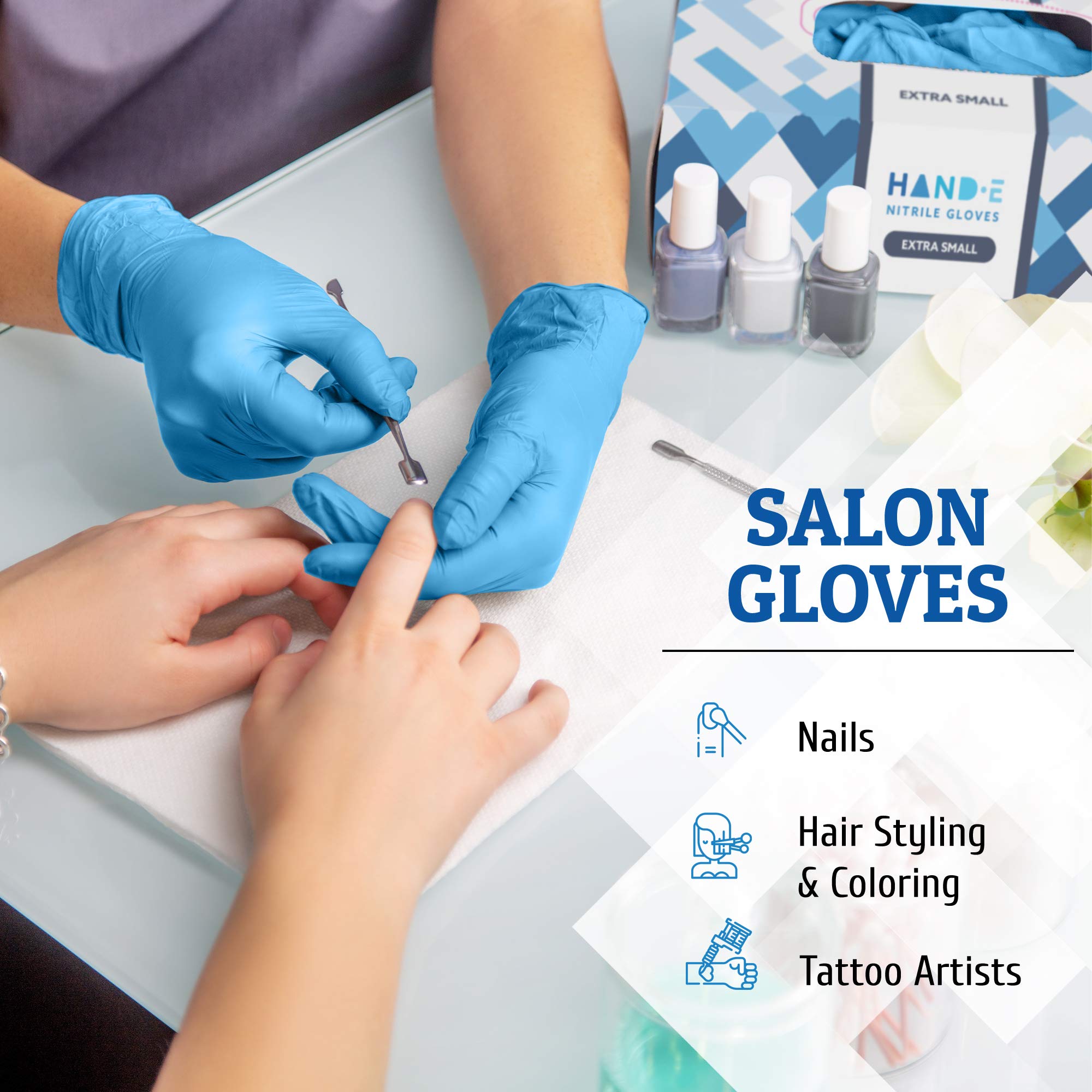 Hand-E Touch nitrile gloves with beaded cuff for extra protection and easy wear.