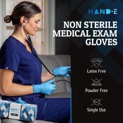 Hand-E Touch nitrile gloves with textured fingertips for improved grip on precise tasks.