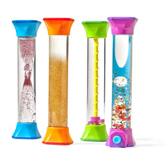 hand2mind Sensory Fidget Tubes pack with four colorful bottles for calm focus.