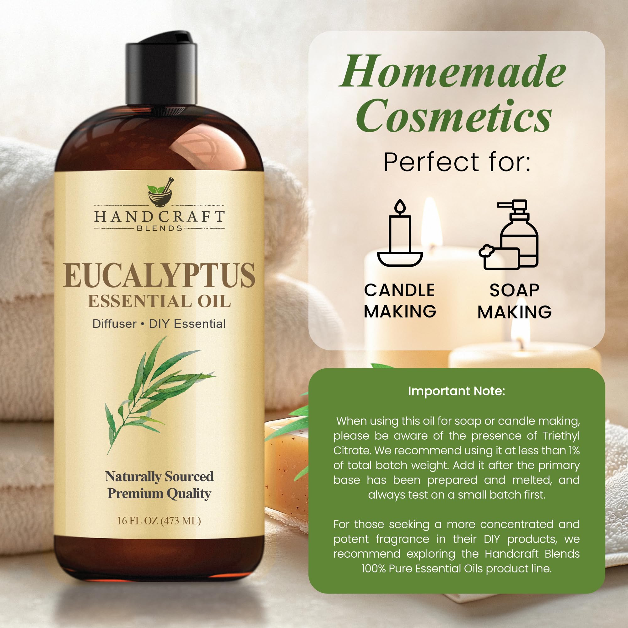 Handcraft Blends eucalyptus oil bulk packaging for ongoing DIY projects.
