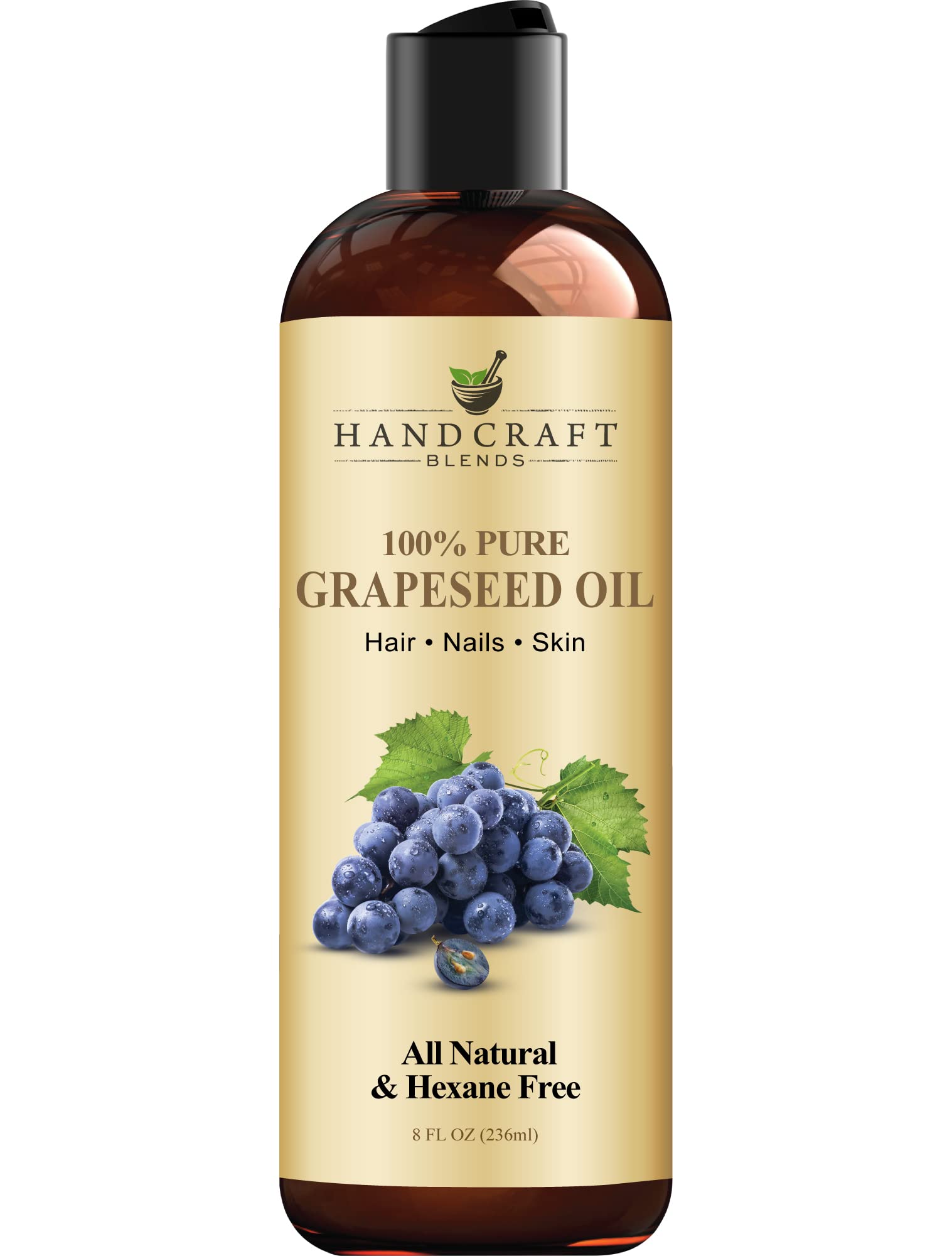 Handcraft Blends Grapeseed Oil bottle shown for skin and hair care