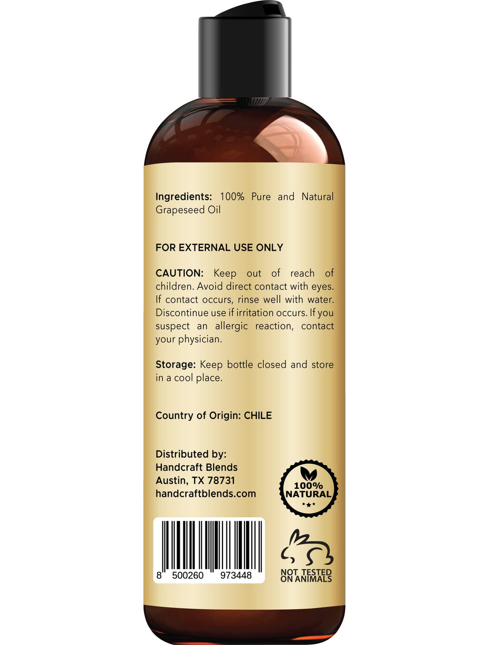 Handcraft Blends Grapeseed Oil on skin demonstrates rapid absorption