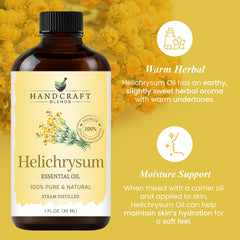 Handcraft Blends Helichrysum bottle beside DIY candle fragrance.