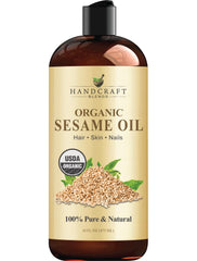 Handcraft Blends Organic Sesame Oil 16oz bottle, pure and versatile for skin and hair care.