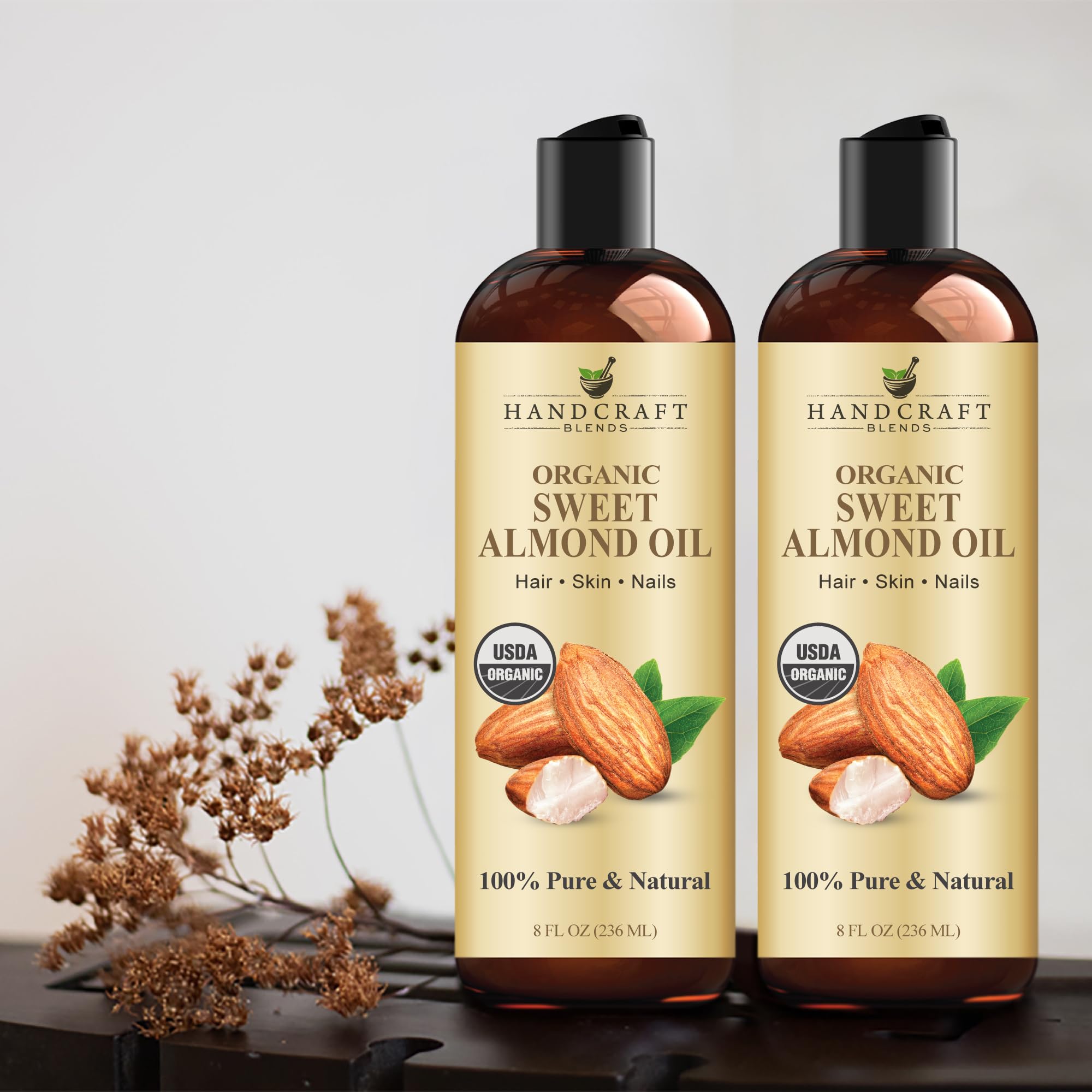 Applying Handcraft Blends almond oil to skin for softness and moisture