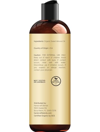 Close-up of Handcraft Blends almond oil texture highlighting light absorption