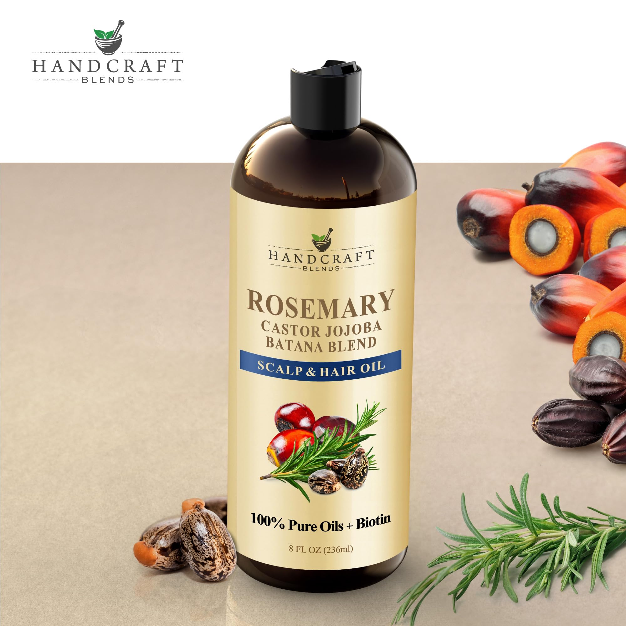 Handcraft Blends Rosemary Oil closeup on hair ends for stronger-looking strands.