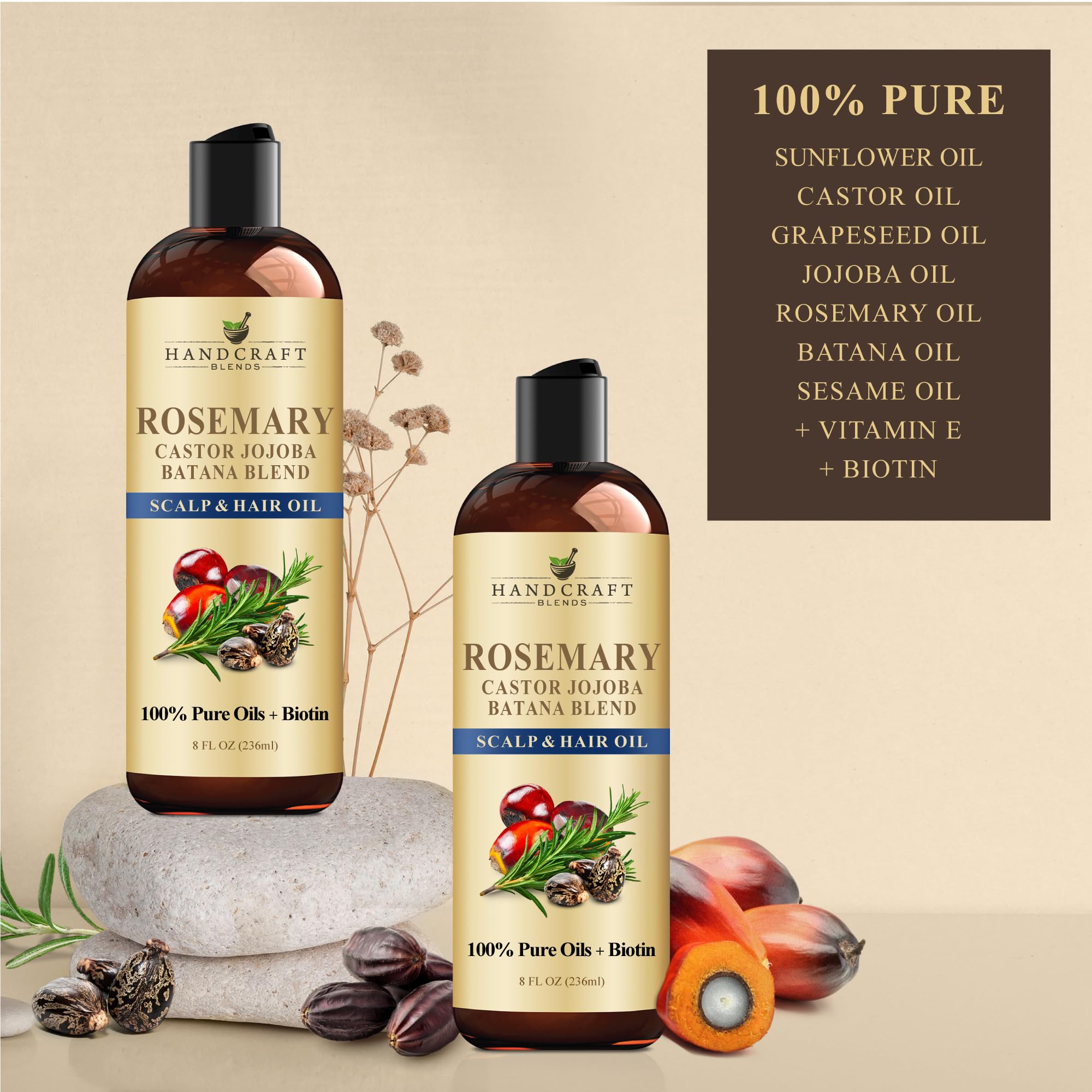 Handcraft Blends Rosemary Oil packaging display shows 8 oz size.