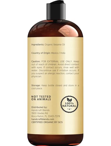 Handcraft Blends sesame oil for skin application, soothing irritation and supporting a healthy-looking complexion.