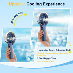 HandFan rechargeable mister in use provides quick refreshment outdoors.