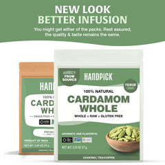 HANDPICK green cardamom pods on a spice shelf showcasing versatility