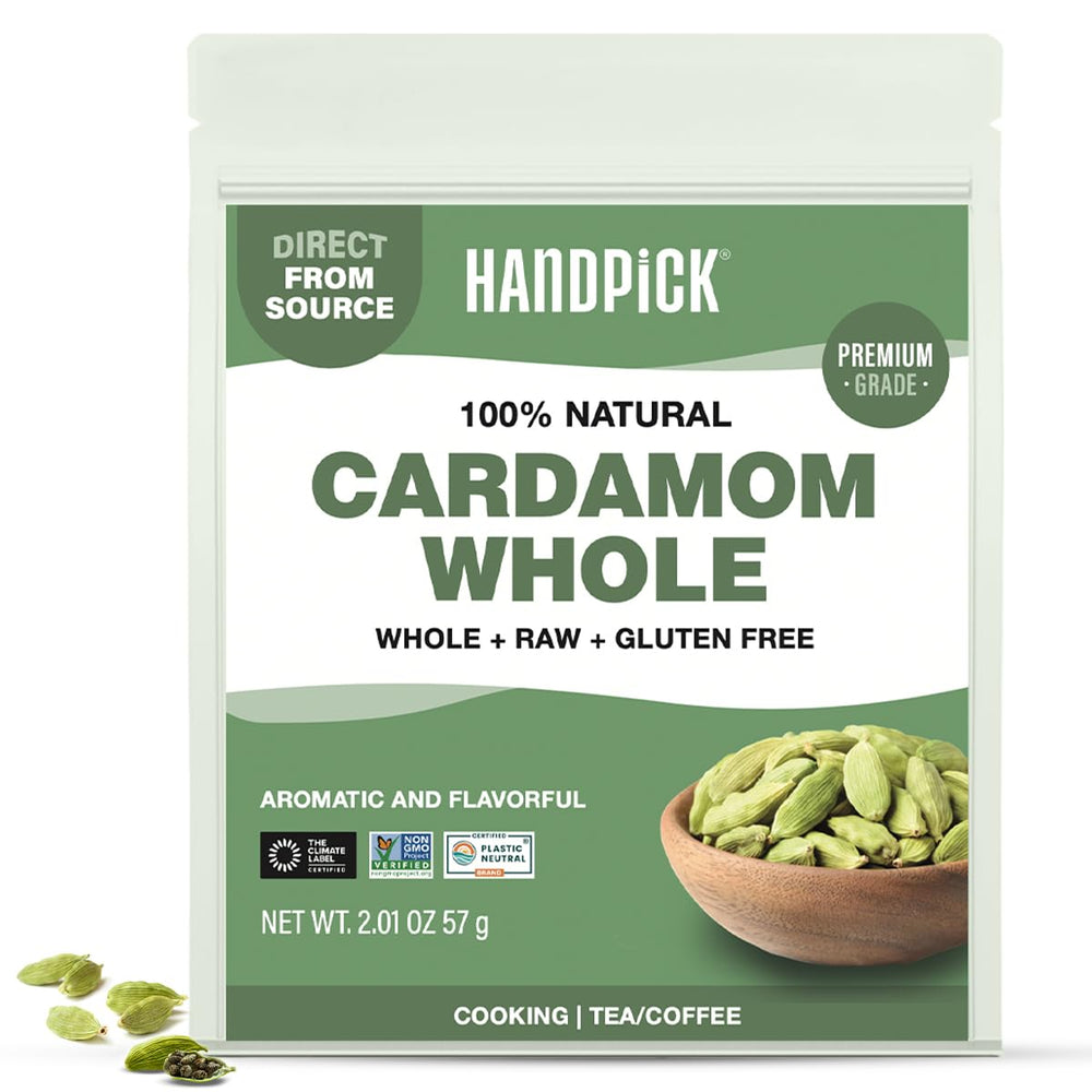 HANDPICK jumbo green cardamom pods 57g with vivid aroma ideal for desserts and tea