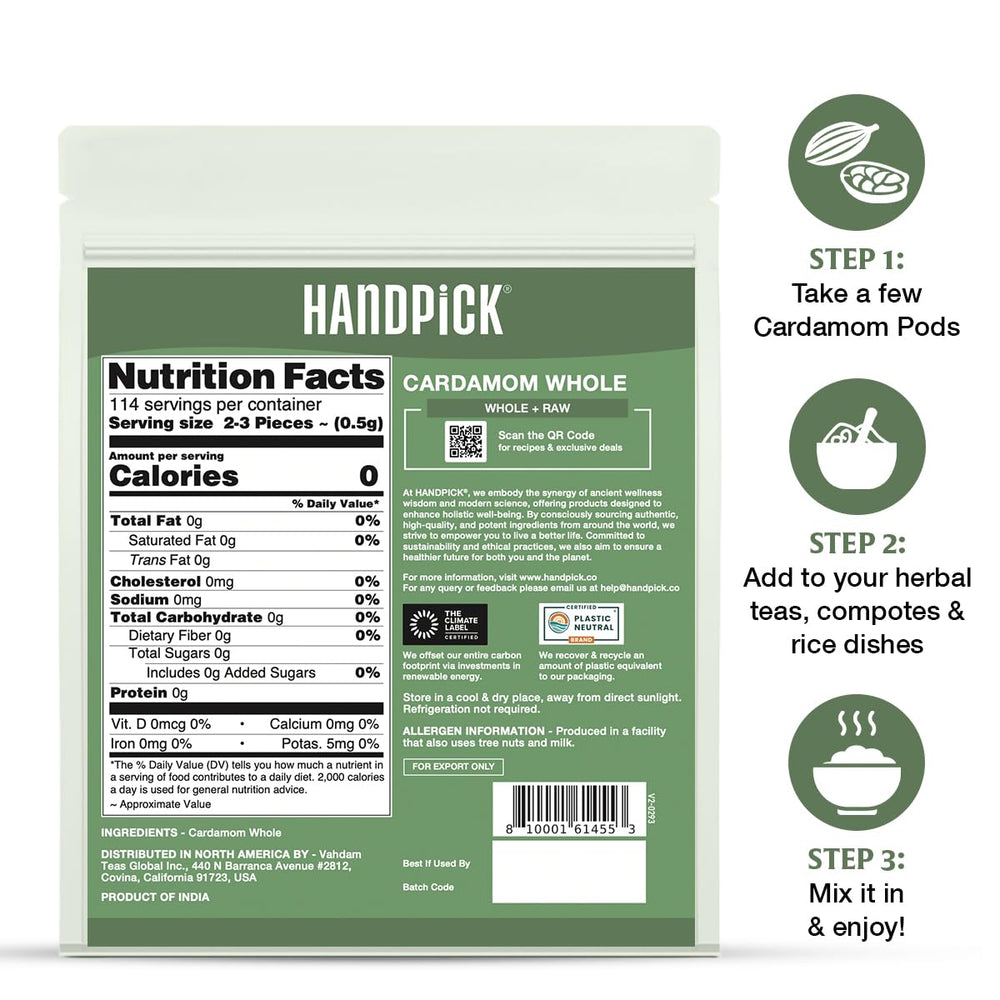 HANDPICK green cardamom pods kitchen essentials gluten-free and non-GMO