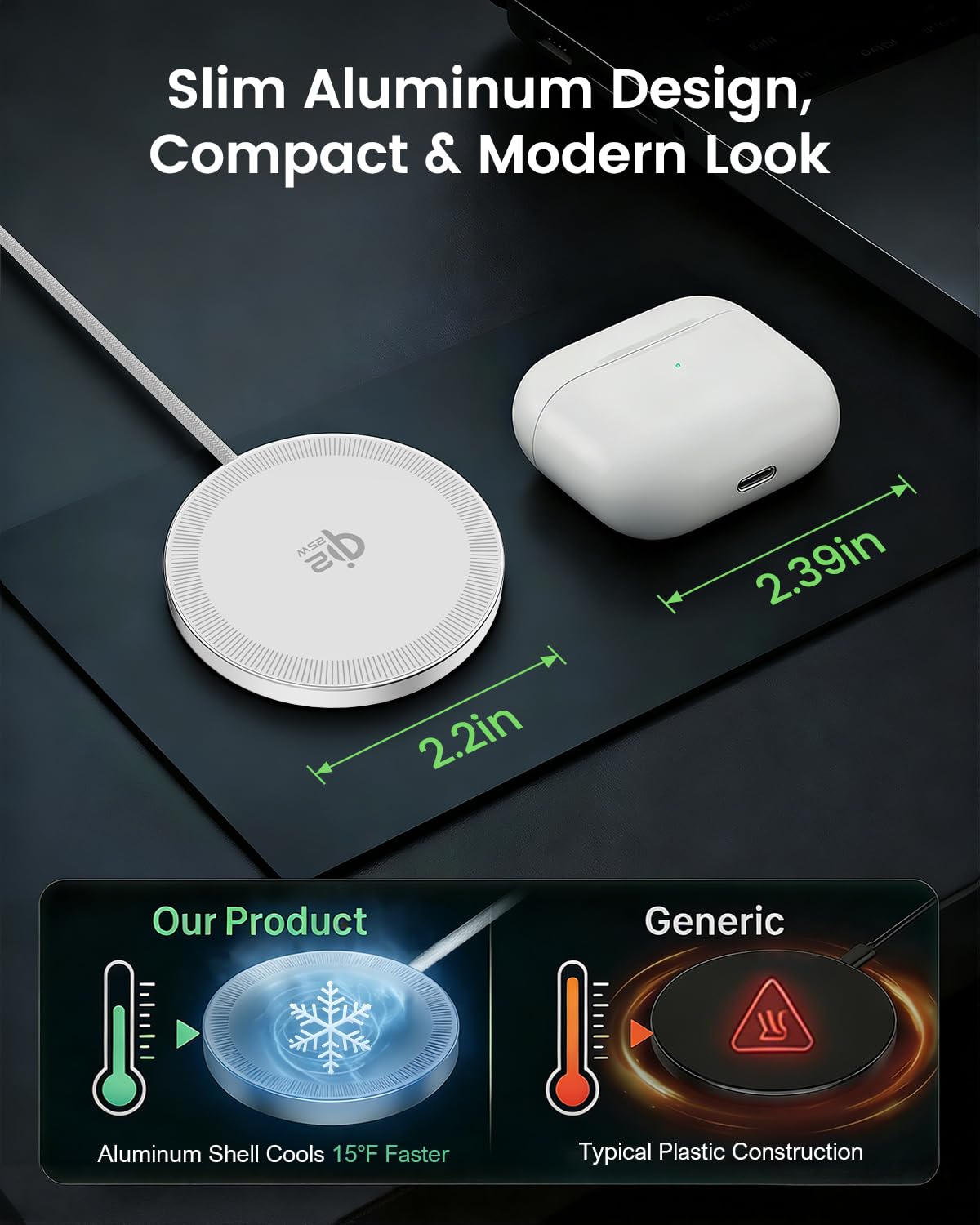 HANDY-GAD 25W pad built-in cable keeps setup simple.