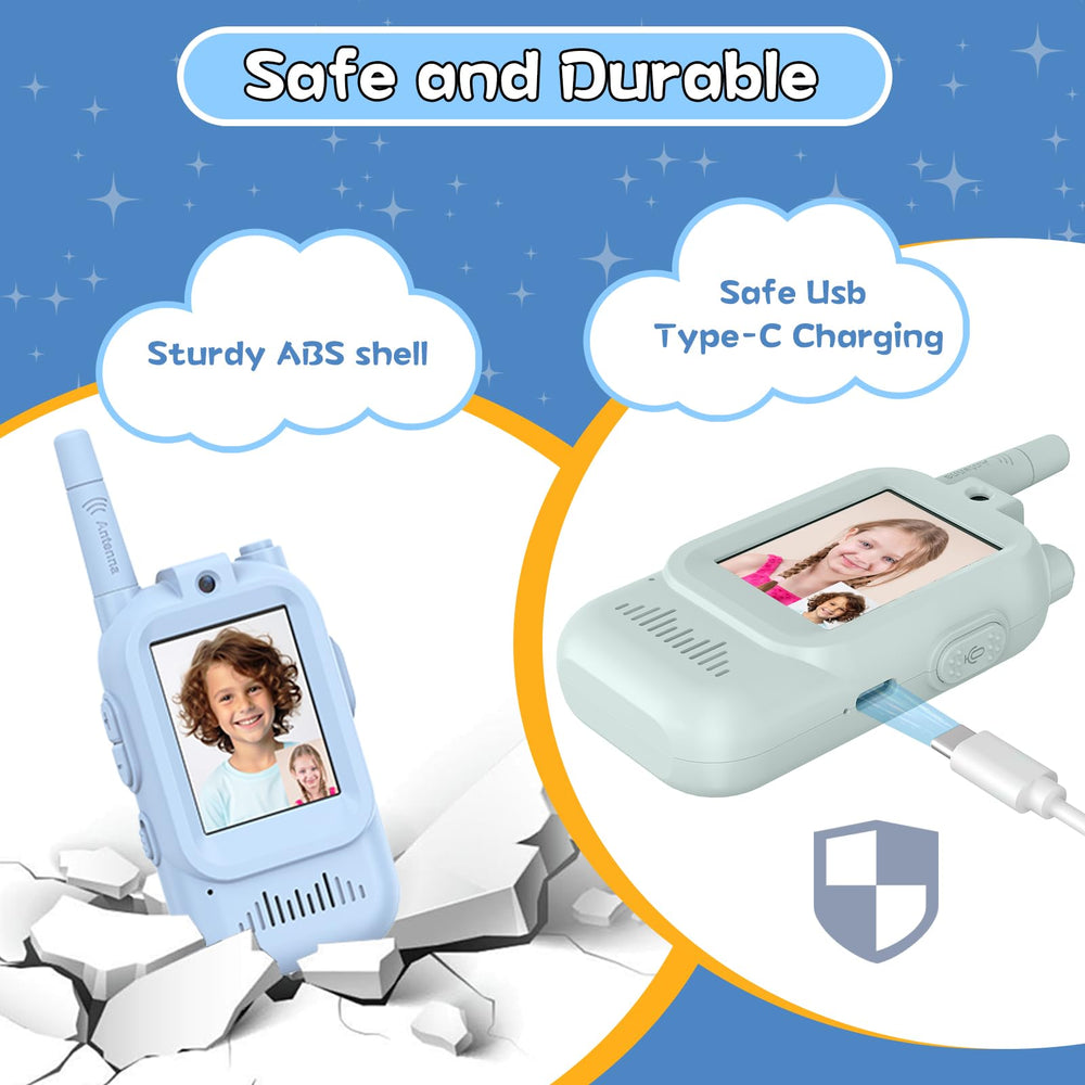 Hangrui rechargeable kids walkie-talkies ready for fun without frequent battery changes.