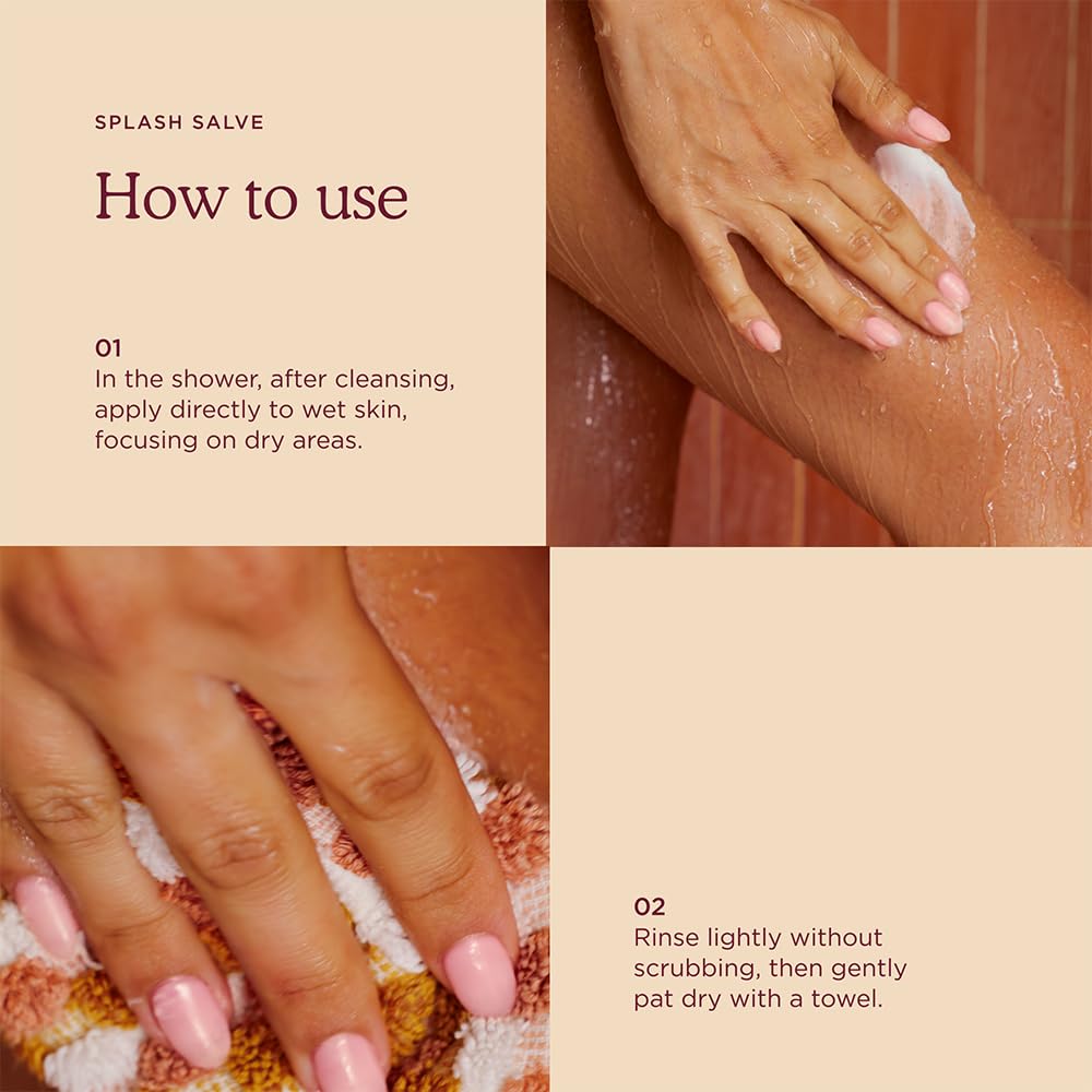 HANNI Splash Salve applied on wet skin provides quick conditioning.