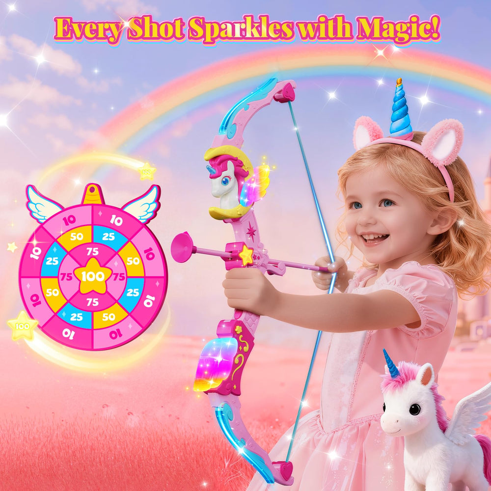 Hanroni Unicorn BowArrow star button glow sparks colorful target games