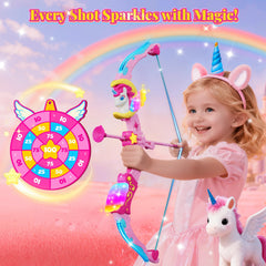 Hanroni Unicorn BowArrow star button glow sparks colorful target games