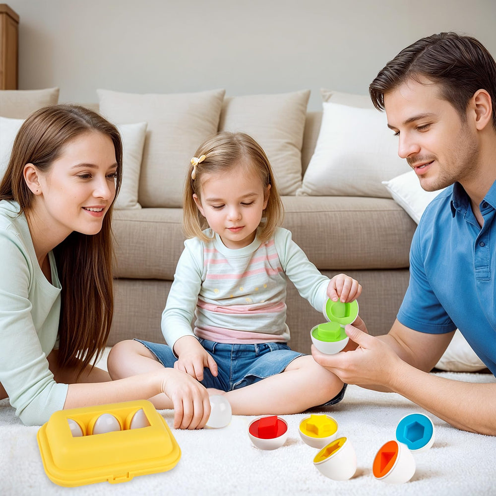 HANSGO Shape Matching Eggs show bright colors and embossed shapes to boost recognition