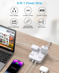 HANYCONY 8-in-1 dorm-office setup with multiple outlets for charging devices